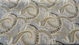 Sunbrella Coachella Desert Paisley Solution-Dyed Acrylic Fabric - Cream, Taupe, Beige, Gold, Charcoal Paisley Pattern, 54" Width (1 Yard)