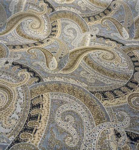 Sunbrella Coachella Desert Paisley Solution-Dyed Acrylic Fabric - Cream, Taupe, Beige, Gold, Charcoal Paisley Pattern, 54" Width (1 Yard)