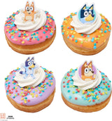 Bluey So Much Fun Rings, 72 Cupcake Decorations Featuring Bluey, Bingo, Bandit, and Chilli, 3D Food Safe Cake Toppers – 72 Pack