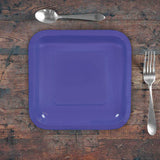 24 Count Purple Square Paper Dessert Plates for Wedding Party 7"