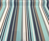Helena Mist Blue Stripe Acrylic Fabric - Mist Blue, Gray, Dark Blue, Teal Stripes, 54" Width (1 Yard)