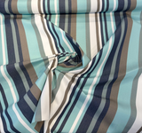 Helena Mist Blue Stripe Acrylic Fabric - Mist Blue, Gray, Dark Blue, Teal Stripes, 54" Width (1 Yard)