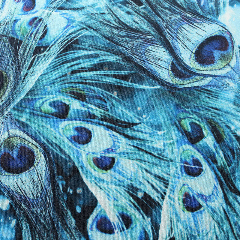 BZ Digital Flip Polyester Spandex Fabric - Multi-Color Peacock Feather Brazilian Print, 60" Width (1 Yard)