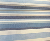 Sunbrella Scope Cape Solution Dyed Acrylic Fabric - Blue, Tan, Brown, Beige, Black Stripes, 54" Width (1 Yard)