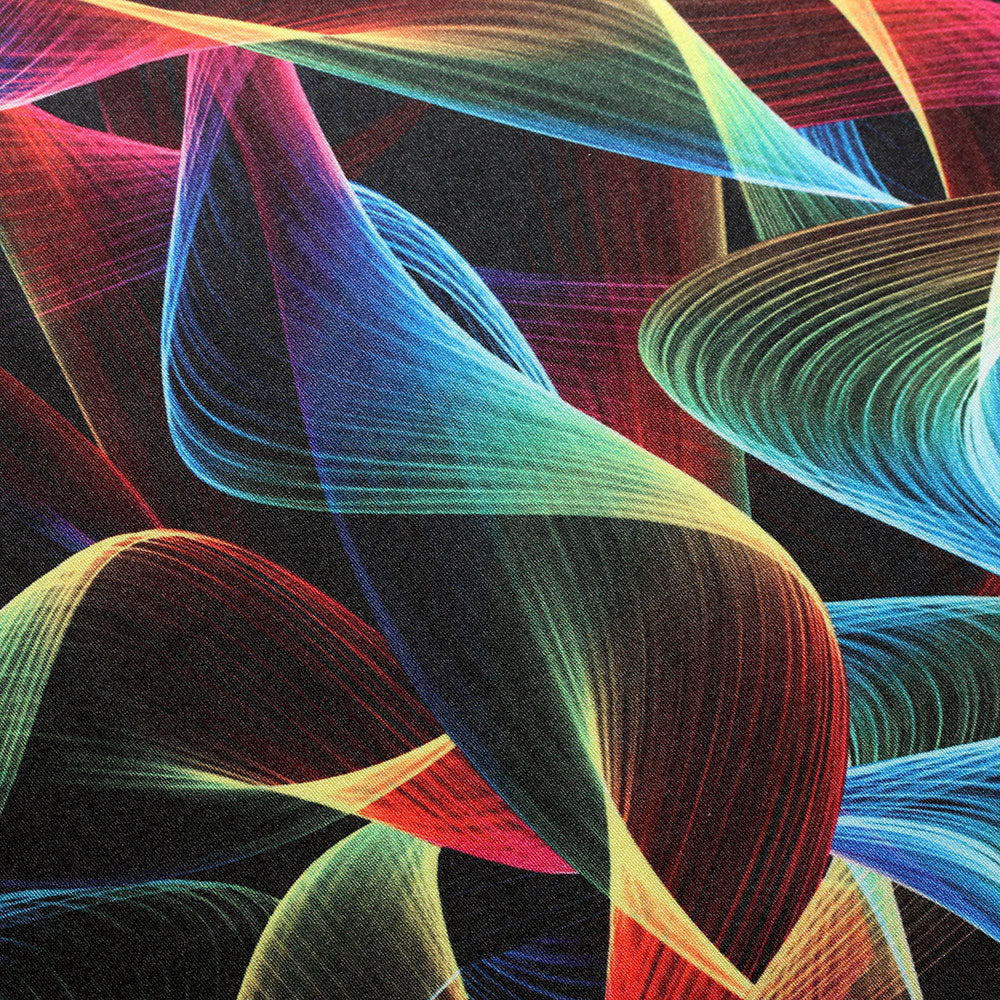 BZ Digital Flip Polyester Spandex Fabric - Multi-Color Peacock Feather Brazilian Print, 60" Width (1 Yard)