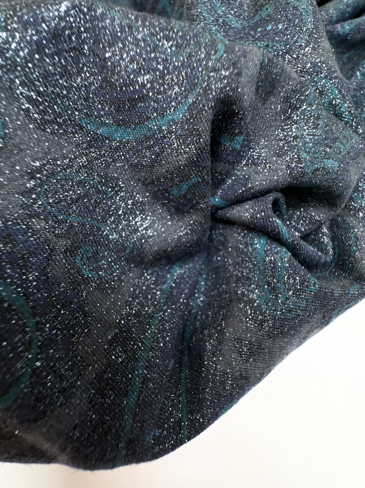 Cotton Stretch Knitted Fabric in Gray Blue Print