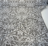 Sunbrella Amsterdam Tile Solution-Dyed Acrylic Fabric - Dove Gray Tile Pattern, Gray Silver White, 15" Vertical Repeat, 10" Horizontal Repeat (1 Yard)