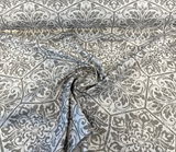 Sunbrella Amsterdam Tile Solution-Dyed Acrylic Fabric - Dove Gray Tile Pattern, Gray Silver White, 15" Vertical Repeat, 10" Horizontal Repeat (1 Yard)