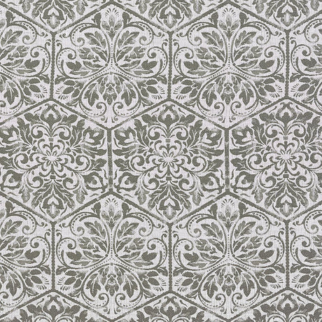 Sunbrella Amsterdam Tile Solution-Dyed Acrylic Fabric - Dove Gray Tile Pattern, Gray Silver White, 15" Vertical Repeat, 10" Horizontal Repeat (1 Yard)