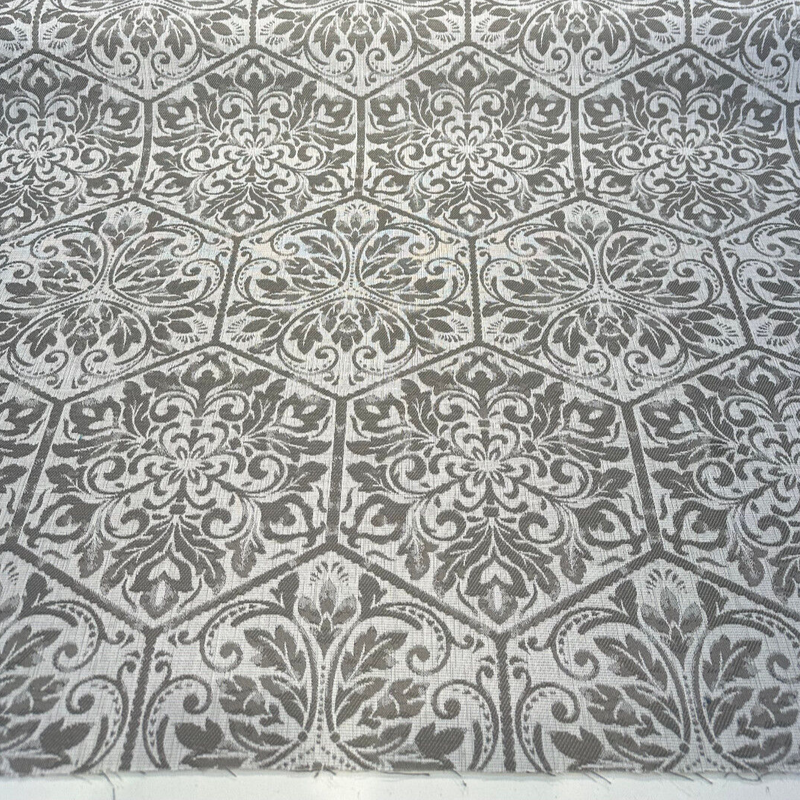Sunbrella Amsterdam Tile Solution-Dyed Acrylic Fabric - Dove Gray Tile Pattern, Gray Silver White, 15" Vertical Repeat, 10" Horizontal Repeat (1 Yard)