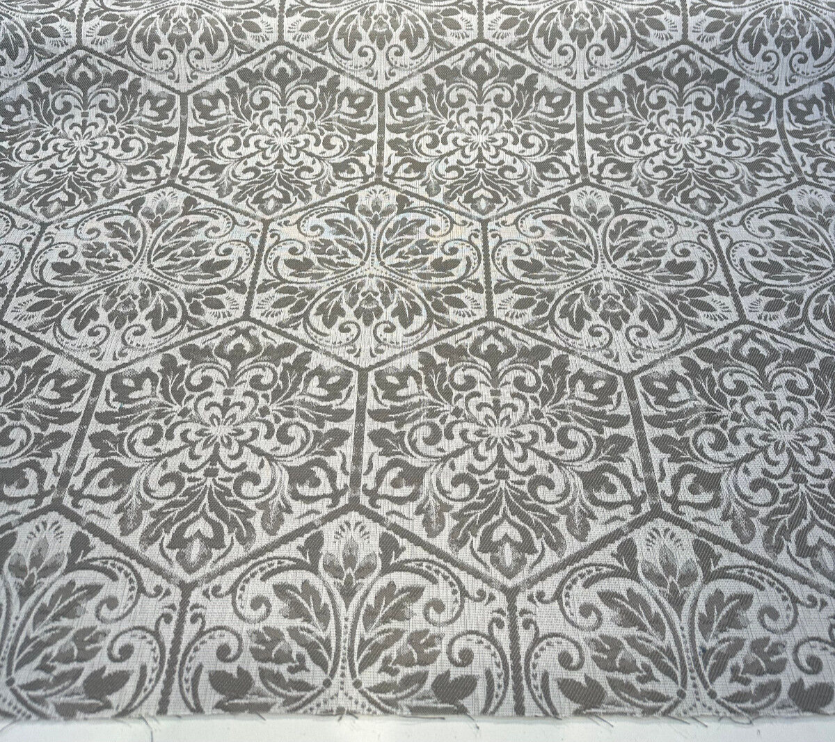 Sunbrella Amsterdam Tile Solution-Dyed Acrylic Fabric - Dove Gray Tile Pattern, Gray Silver White, 15" Vertical Repeat, 10" Horizontal Repeat (1 Yard)