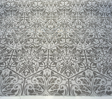 Sunbrella Amsterdam Tile Solution-Dyed Acrylic Fabric - Dove Gray Tile Pattern, Gray Silver White, 15" Vertical Repeat, 10" Horizontal Repeat (1 Yard)