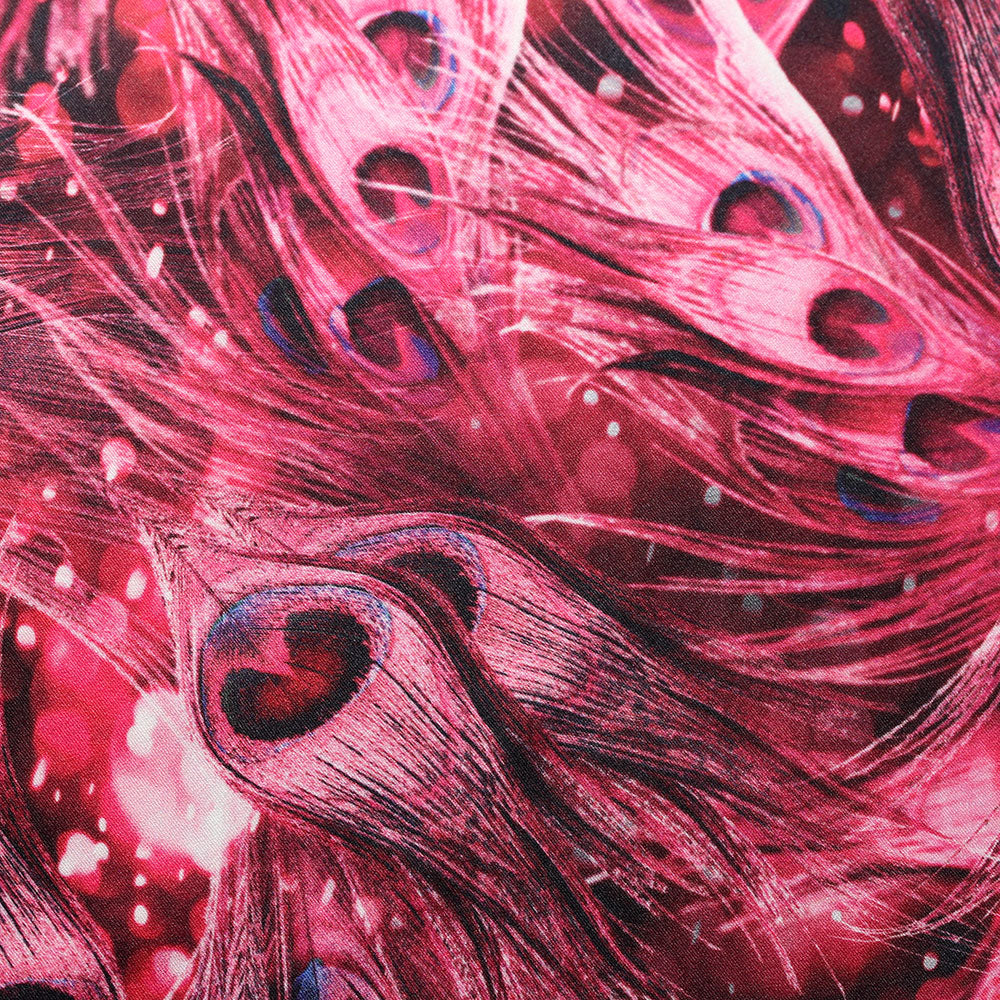 BZ Digital Flip Polyester Spandex Fabric - Multi-Color Peacock Feather Brazilian Print, 60" Width (1 Yard)