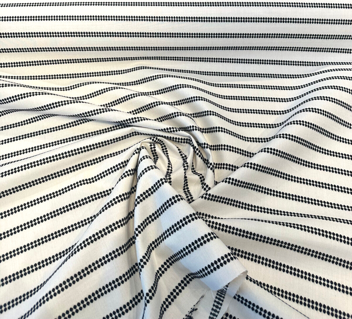 Journey Classic Stripe Acrylic Fabric - Ivory, Black Beige Stripes, 54" Width (1 Yard)