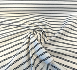 Journey Classic Stripe Acrylic Fabric - Ivory, Black Beige Stripes, 54" Width (1 Yard)