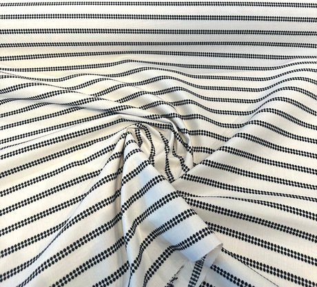 Journey Classic Stripe Acrylic Fabric - Ivory, Black Beige Stripes, 54" Width (1 Yard)