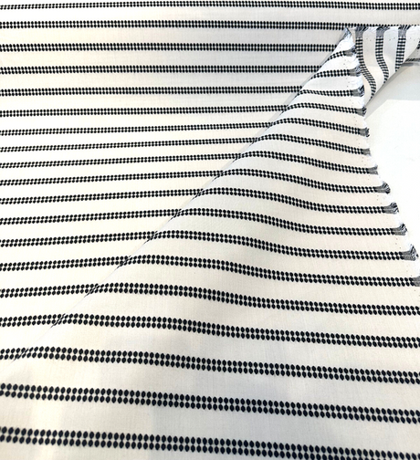 Journey Classic Stripe Acrylic Fabric - Ivory, Black Beige Stripes, 54" Width (1 Yard)
