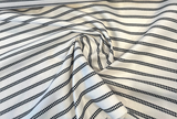 Journey Classic Stripe Acrylic Fabric - Ivory, Black Beige Stripes, 54" Width (1 Yard)