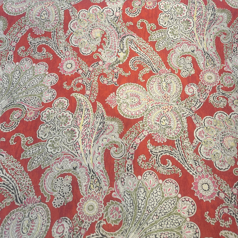 Waverly Grand Gesture Cotton Fabric - Red Fiesta Paisley Floral, 54" Width, 25.25" Vertical Repeat, 27" Horizontal Repeat (1 Yard)