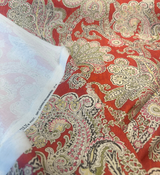 Waverly Grand Gesture Cotton Fabric - Red Fiesta Paisley Floral, 54" Width, 25.25" Vertical Repeat, 27" Horizontal Repeat (1 Yard)