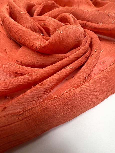 Orange Lurex Polyester Chiffon