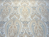 Chardonay Honey Damask Paisley Chenille Upholstery Fabric - Honey, Cream, Gray, 14" Horizontal Repeat, 25" Vertical Repeat (By The Yard)