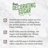 Watkins Green Sanding Decorating Sugar, Non-GMO, Kosher, 4.2 Ounce Jar Dye Free