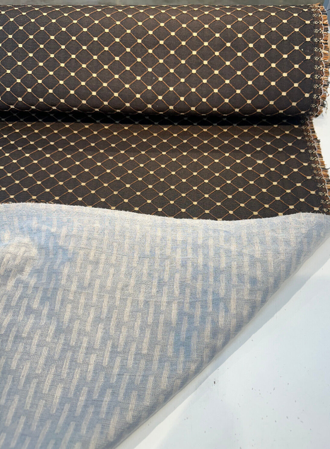 Heritage Brown Gold Diamond Honeycomb Backed Upholstery Fabric - Brown Gold Diamond Honeycomb Pattern, 55" Width (1 Yard)