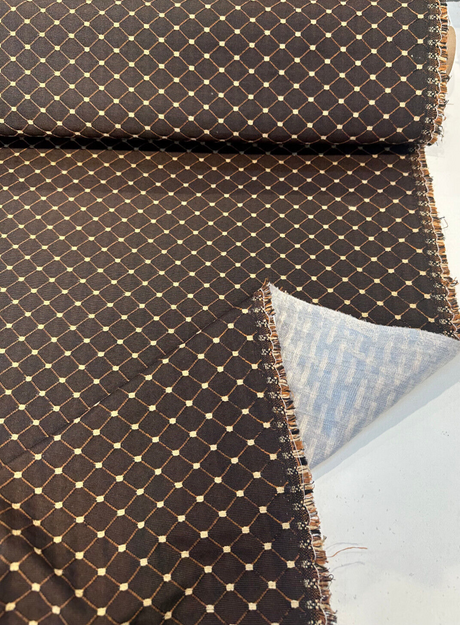 Heritage Brown Gold Diamond Honeycomb Backed Upholstery Fabric - Brown Gold Diamond Honeycomb Pattern, 55" Width (1 Yard)