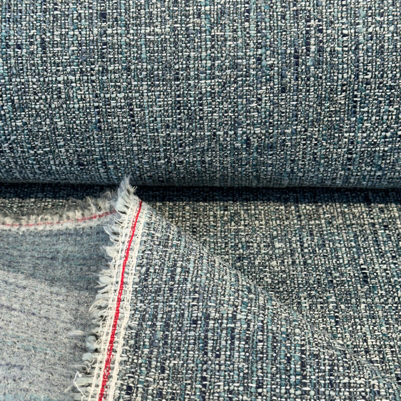 Hampton Laguna Blue Tweed Polyester Fabric - Blue Teal Turquoise Navy Tweed, 55" Width (1 Yard)