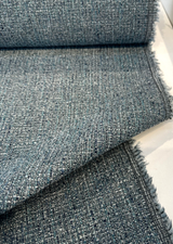 Hampton Laguna Blue Tweed Polyester Fabric - Blue Teal Turquoise Navy Tweed, 55" Width (1 Yard)