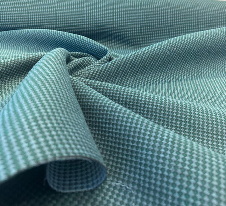 Paravel Peacock Solution Dyed All Weather Acrylic Fabric - Peacock Blue Small Scale Geometric Pattern, 54" Width (1 Yard)