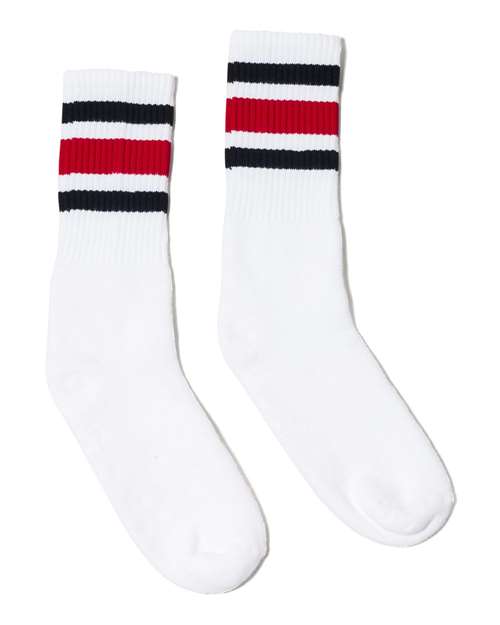 USA-Made Striped Crew Socks