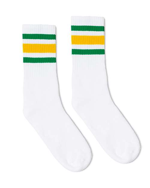 USA-Made Striped Crew Socks