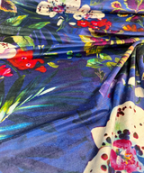 Natural Delicacy Velvet Fabric - Midnight Blue Printed Floral, 54" Width (1 Yard)