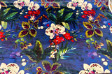 Natural Delicacy Velvet Fabric - Midnight Blue Printed Floral, 54" Width (1 Yard)