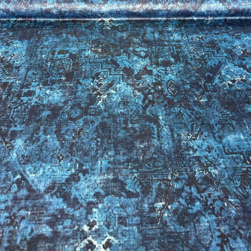 Totally Floored Velvet Fabric - Blue Midnight Printed, 54" Width (By The Yard)