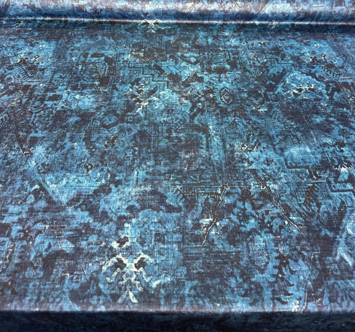 Totally Floored Velvet Fabric - Blue Midnight Printed, 54" Width (By The Yard)