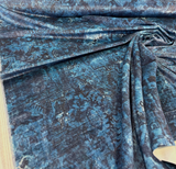 Totally Floored Velvet Fabric - Blue Midnight Printed, 54" Width (By The Yard)