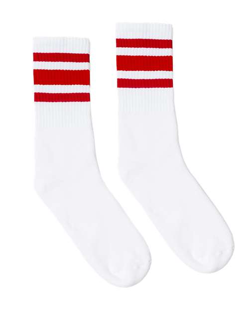 USA-Made Striped Crew Socks