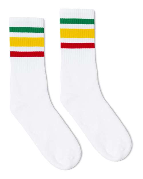 USA-Made Striped Crew Socks