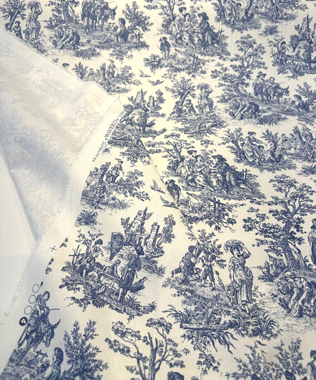 Waverly Charmed Life 100 Percent Cotton Toile Fabric - Indigo Blue And White Toile Print, 54" Width (1 Yard)