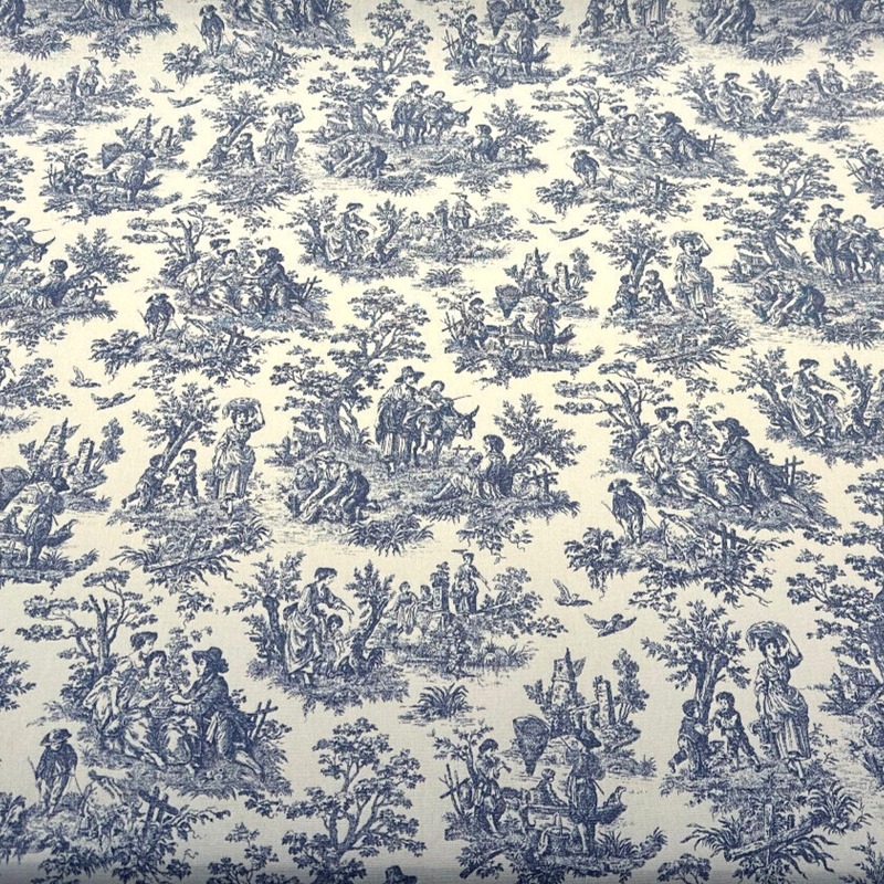 Waverly Charmed Life 100 Percent Cotton Toile Fabric - Indigo Blue And White Toile Print, 54" Width (1 Yard)