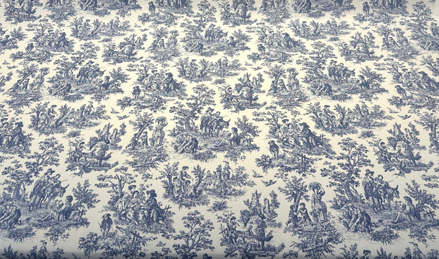 Waverly Charmed Life 100 Percent Cotton Toile Fabric - Indigo Blue And White Toile Print, 54" Width (1 Yard)