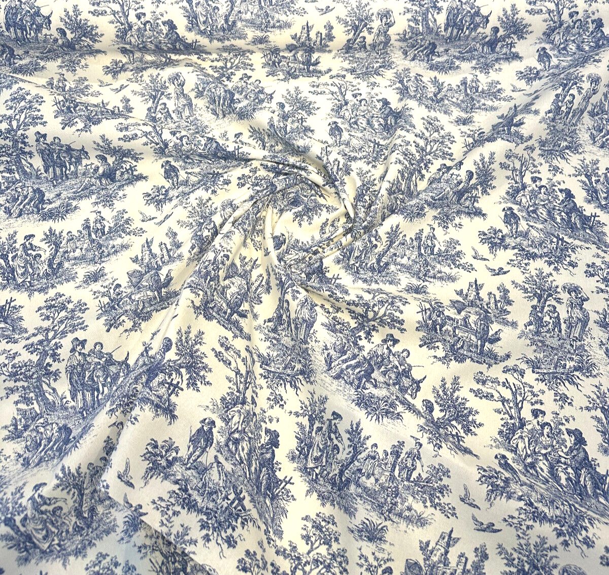Waverly Charmed Life 100 Percent Cotton Toile Fabric - Indigo Blue And White Toile Print, 54" Width (1 Yard)