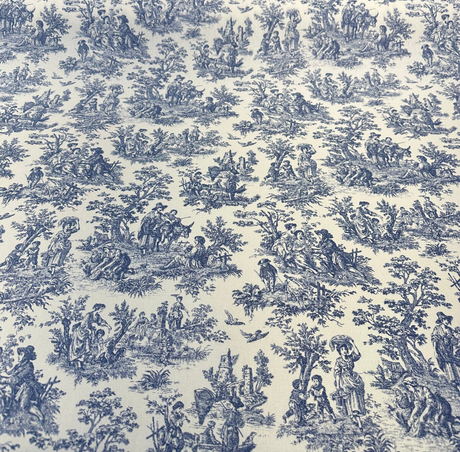Waverly Charmed Life 100 Percent Cotton Toile Fabric - Indigo Blue And White Toile Print, 54" Width (1 Yard)