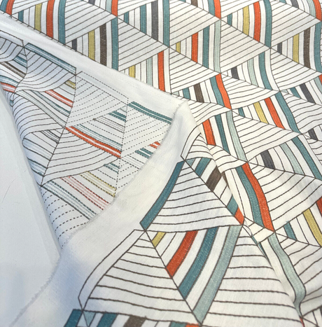 Waverly Flagship Tropic Embroidered Fabric - Off White Contemporary Geometric, 55" Width (By The Yard)