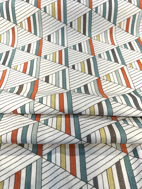 Waverly Flagship Tropic Embroidered Fabric - Off White Contemporary Geometric, 55" Width (By The Yard)