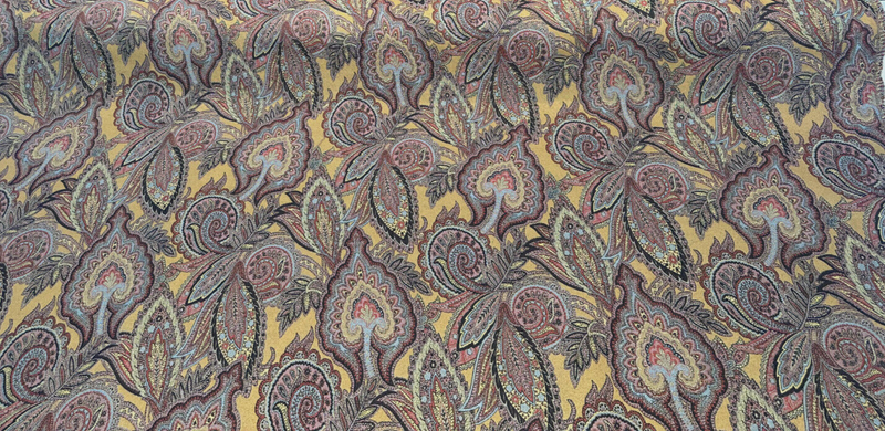 Paisley Nash Autumn Harvest 47J5951 Jacquard Upholstery Fabric - Mustard, Red, Teal, Blue, Black Paisley Damask Pattern, 56" Width (By The Yard)