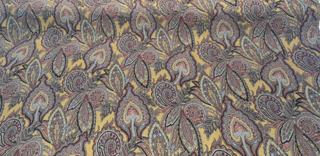 Paisley Nash Autumn Harvest 47J5951 Jacquard Upholstery Fabric - Mustard, Red, Teal, Blue, Black Paisley Damask Pattern, 56" Width (By The Yard)